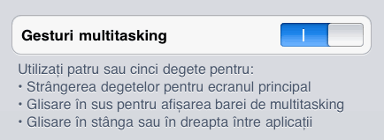 Gesturi multitasking pe iPad